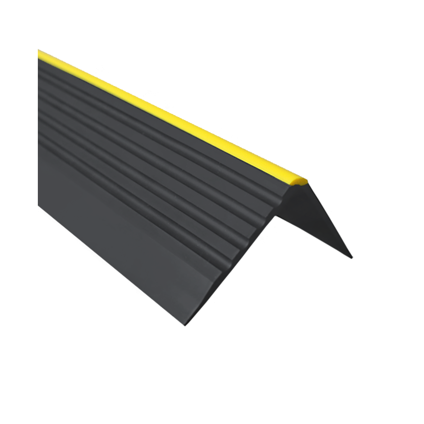 Csúszásgátló lépcsőprofil ragasztóval, figyelmeztető profil, 55x40mm, fekete 