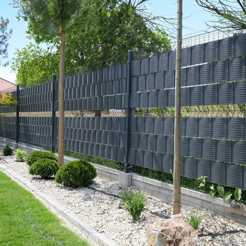 Kemény PVC adatvédelmi csíkok Adatvédelmi tekercs Dupla kerítés kerítés kerti kerítés csíkok Magasság: 19cm Vastagság: 1,5mm, Grafit 