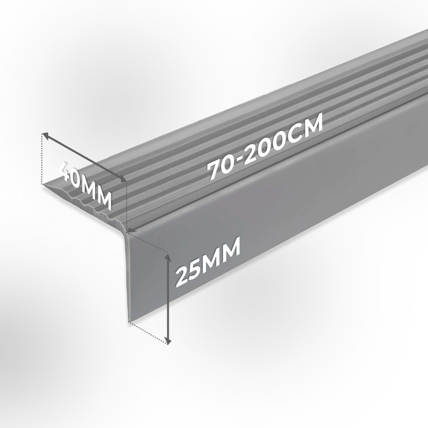 Lépcsőszegély profil, öntapadós, PVC, műanyag, csúszásgátló profil, szögprofil, 40x25mm, átlátszó