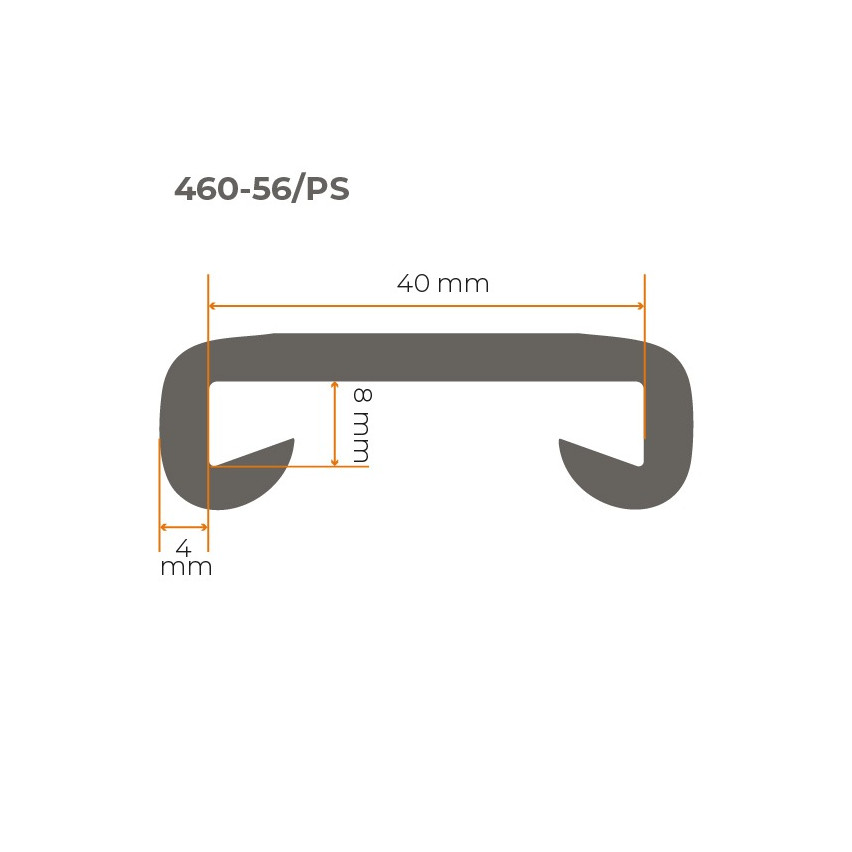 PVC korlát, lépcsőkorlát, lépcsőkorlát, PREMIUM, 40x8mm, ezüst, 1m