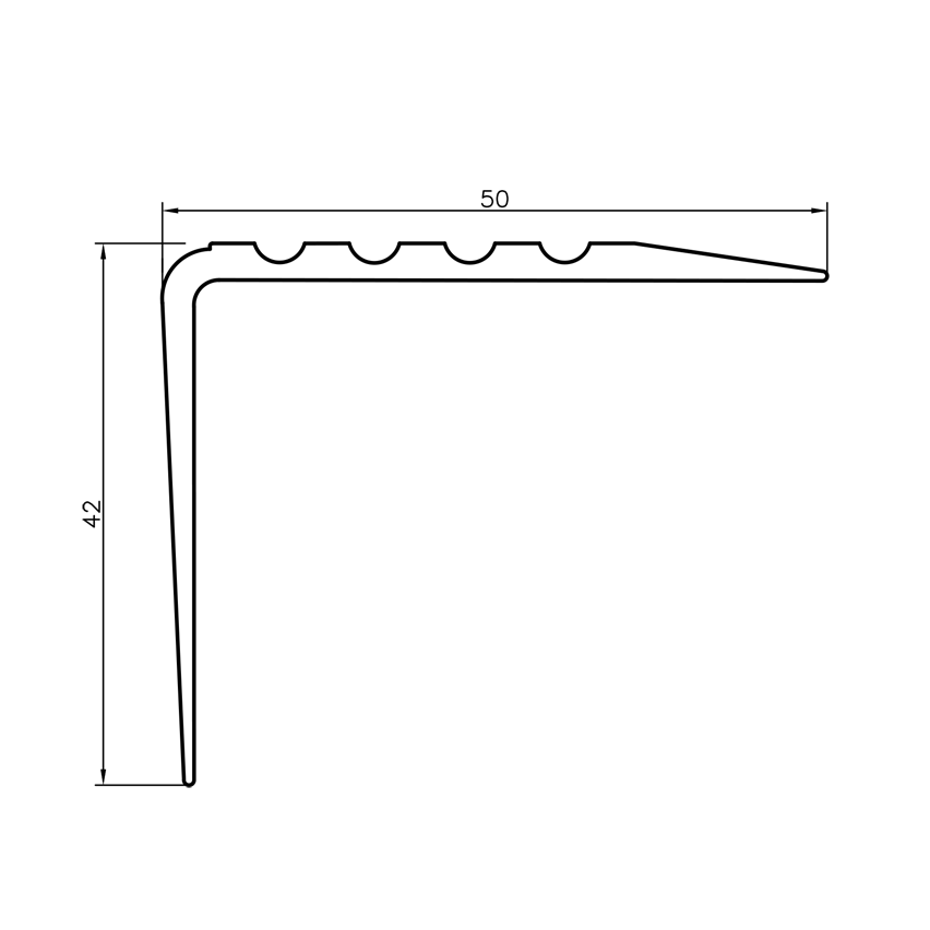 Profil schodowy antyposlizgowy 50x42mm 150cm brąz