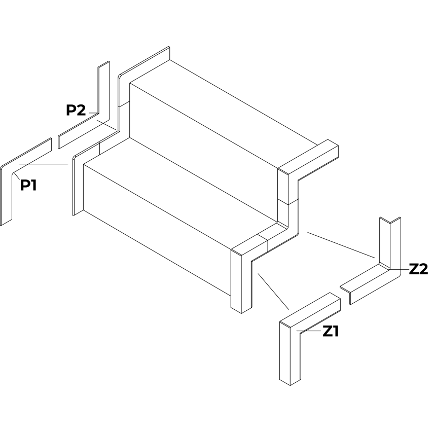 Element przyścienny wewnętrzny P2, ciemnoszary