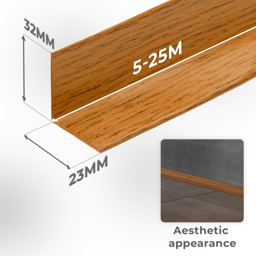 Puha lábazati öntapadós 32x23 mm, rugalmas fali szegélyléc konyhába és fürdőszobába, PVC lábazat, tömítőszalag, bézs színű