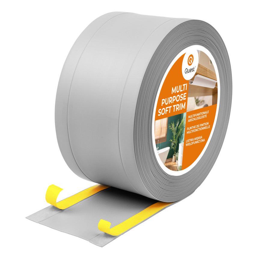 Többfunkciós PVC szegélyléc 6in1 – öntapadós befejező panel, szürke