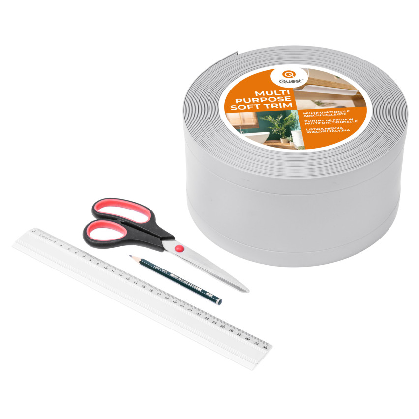 Többfunkciós PVC szegélyléc 6in1 – öntapadós befejező panel, szürke