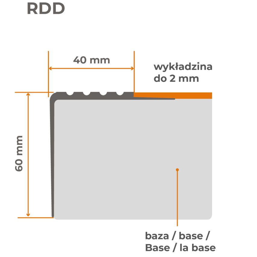 Csúszásgátló lépcsőprofil 40x60mm 150cm bézs