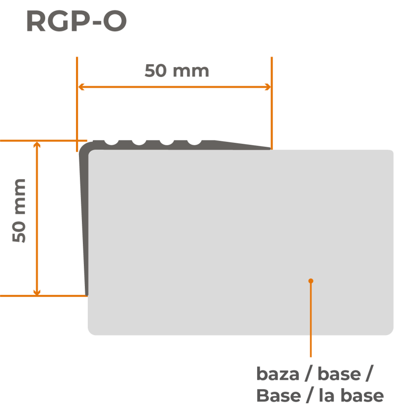 Csúszásgátló, öntapadó figyelmeztető lépcsőprofil RGP-O 50x50 mm piros