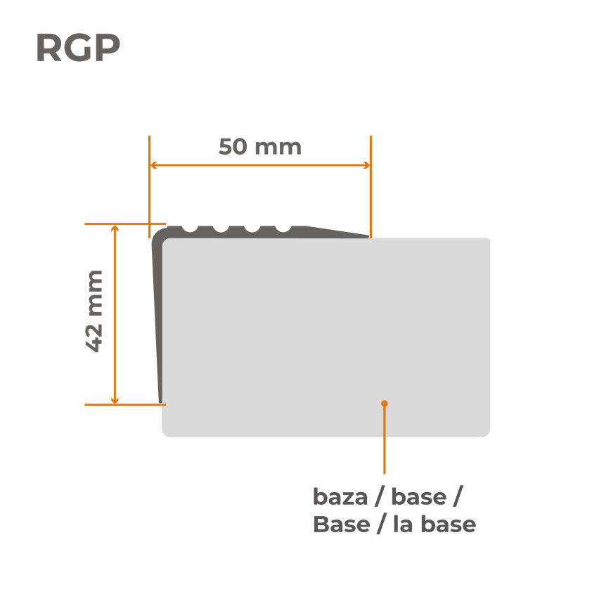 Csúszásmentes lépcsőprofil ragasztóval, 50x42mm, fekete/ezüst